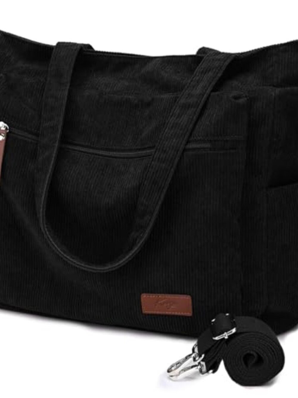 🆕 Corduroy Tote Bag for Women, Large Zipper Crossbody Shoulder Purse with